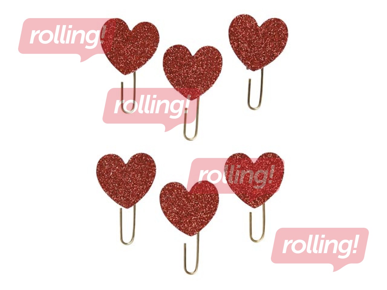 Metal paperclips, hearts, 30mm, 6 pcs.