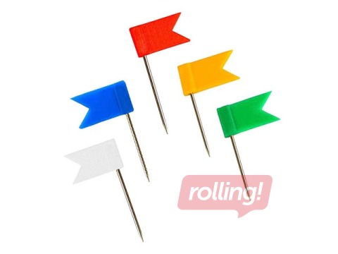 Kaardinõelad Alco lipp, värvilised, 20 tk.