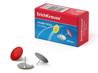 Кнопки ErichKrause, металические, цветные, 15mm, 12 шт.