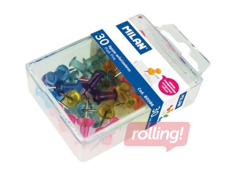 Push pins for cork board Milan, translucent, 30 pcs.