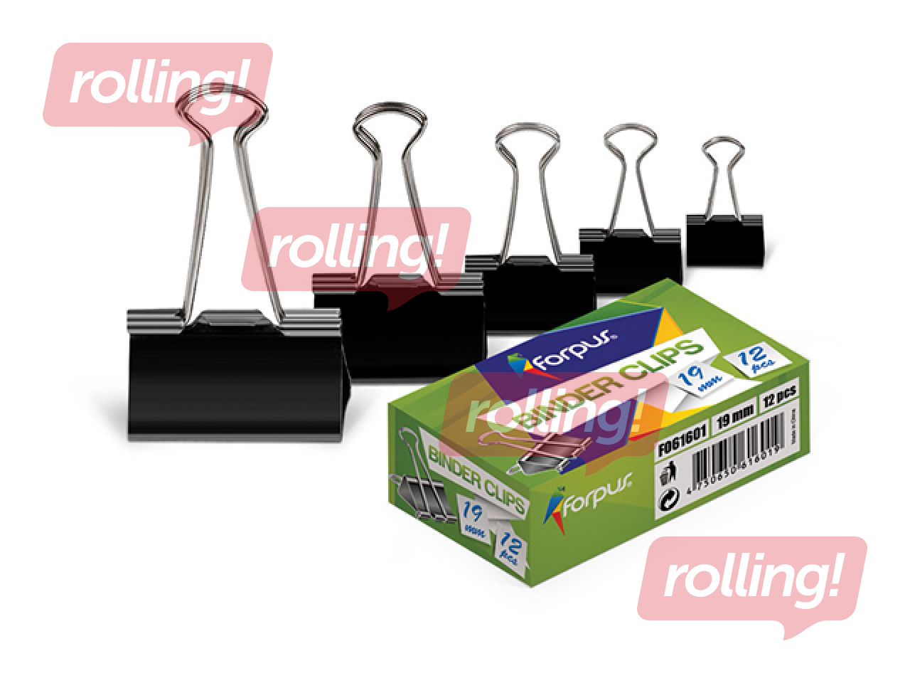 Binder Clips Forpus, 50mm, black, 12 pcs.