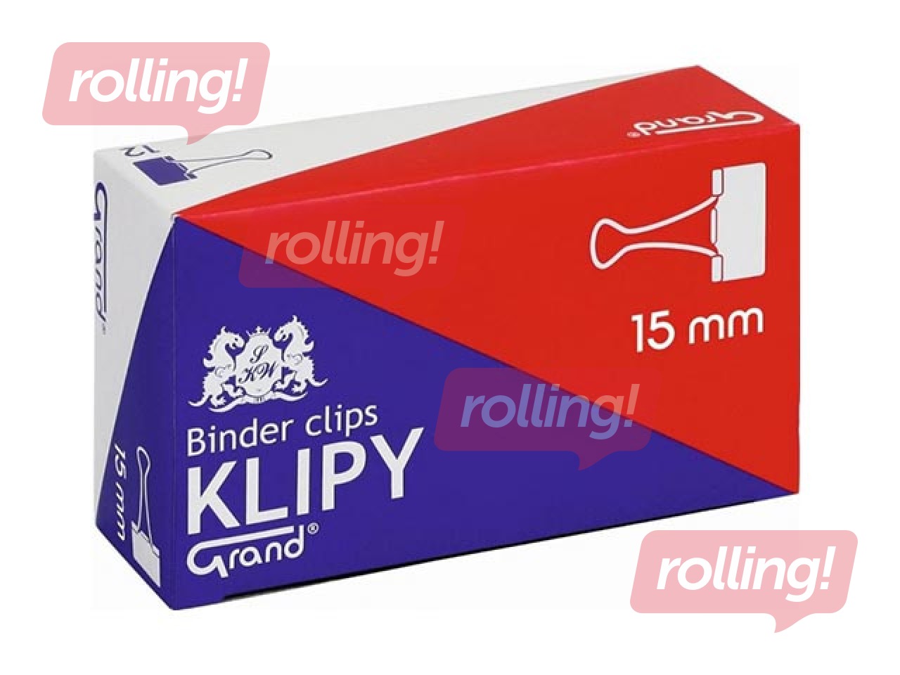 Klipši papīram Grand, melni, 15mm, 12 gab.