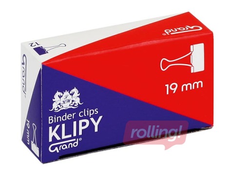 Зажимы для бумаги Grand, чёрные, 19мм, 12 шт.