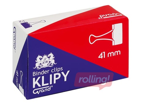 Klipši papīram Grand, 41mm, melni, 12 gab.