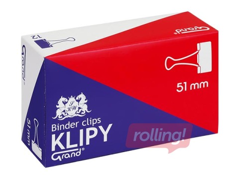 Klipši papīram Grand, 51mm, melni, 12 gab.