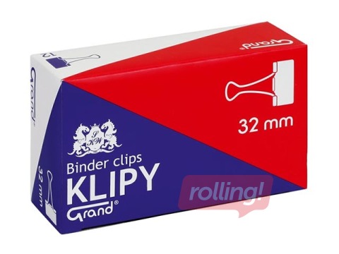 Klipši papīram Grand, melni, 32mm, 12 gab.