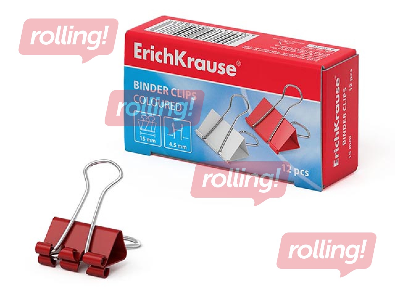 Klambrid ErichKrause, 15mm, värvilised, 12 tk.