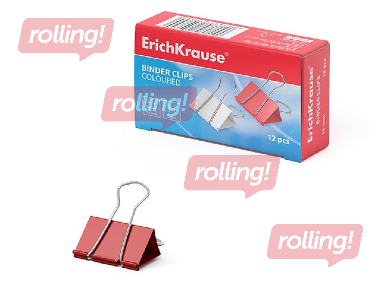 Klipši papīram ErichKrause, 19mm, krāsaini, 12 gab.