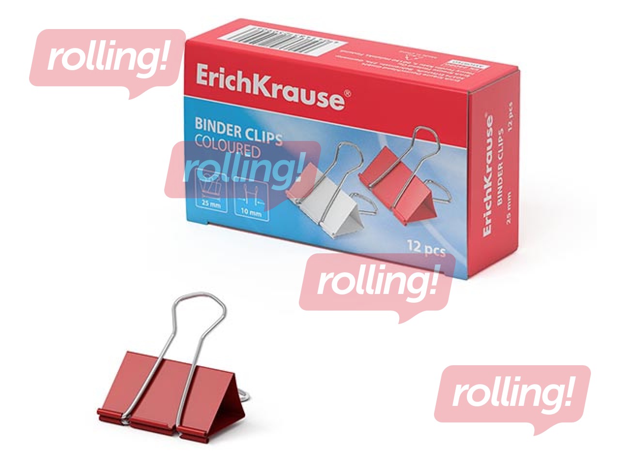 Klipši papīram ErichKrause, 25mm, krāsaini, 12 gab.