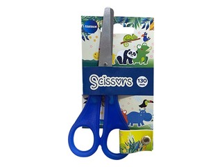 Šķēres bērniem Centrum Zoo ar lineālu, dažādas rokturu krāsas, 13cm