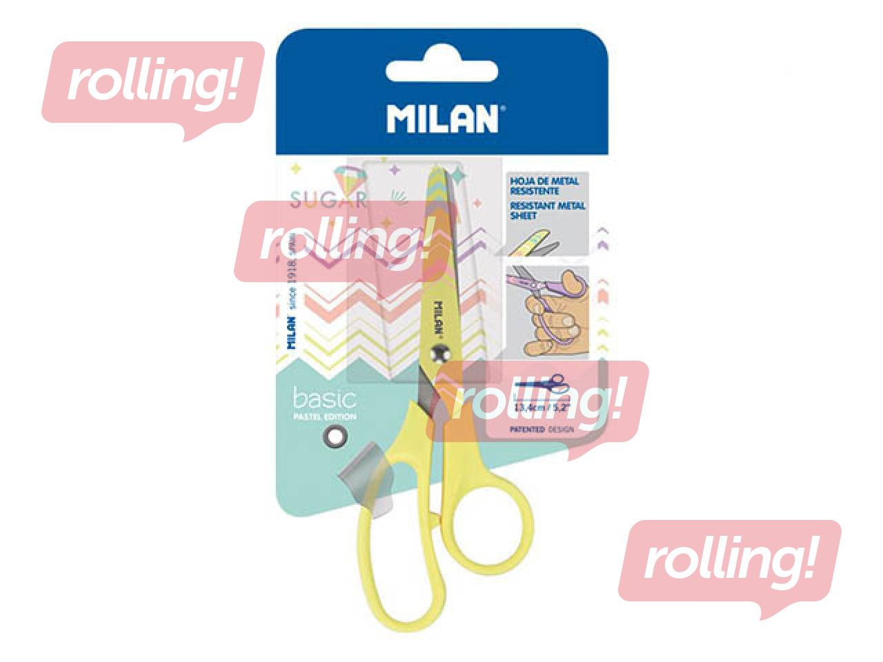 Scissors Milan Basic Pastel, yellow, 13.4cm