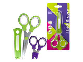 Ножницы для детей ErichKrause, Junior Protect, с колпачком, зелёные, 13см