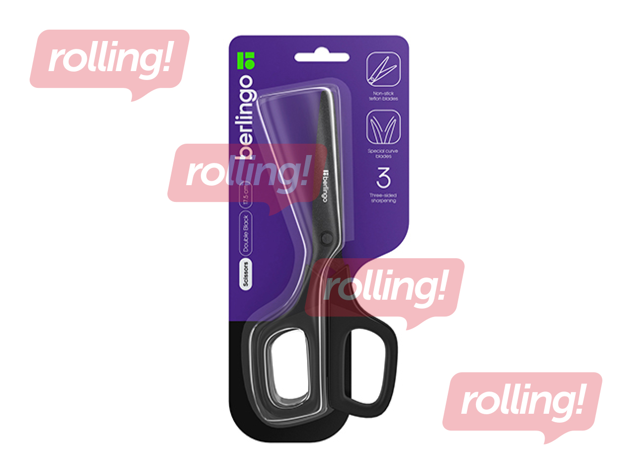 Šķēres Berlingo, 17.5 cm, teflona asmeņi, melnas