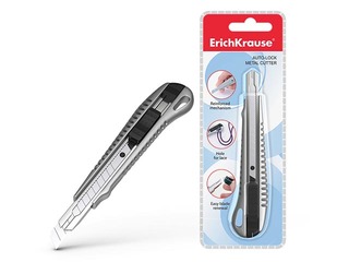 Нож канцелярский ErichKrause, металлический, 9мм