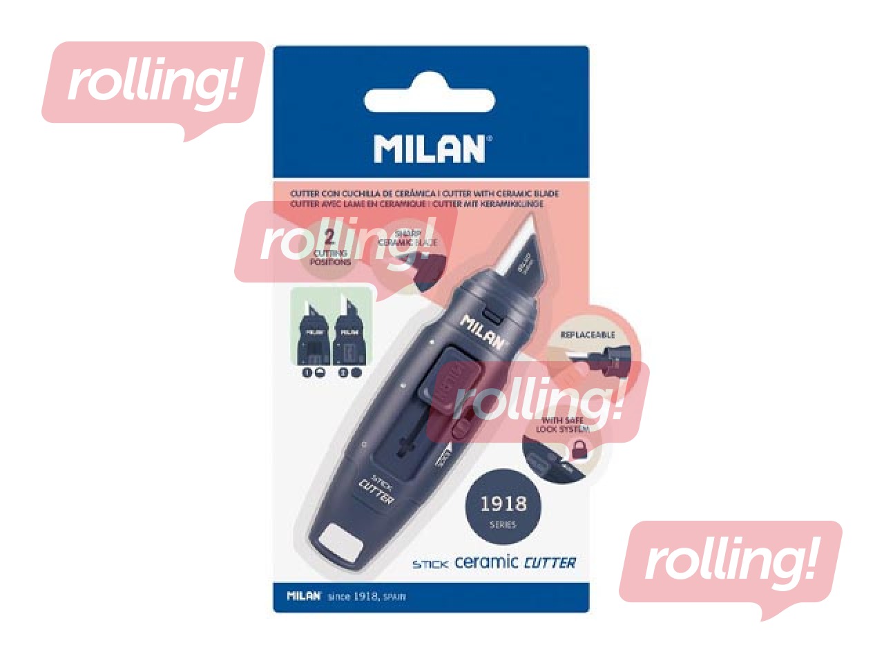 Канцелярский нож Milan, Stick, с керамическим лезвием, тёмно-синий