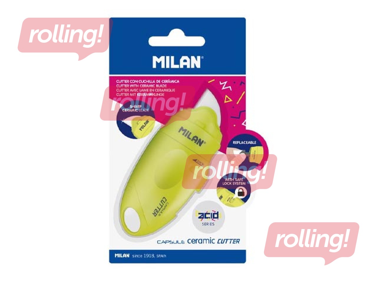 Blade cutter Milan, Capsule Acid, with ceramic blade, yellow