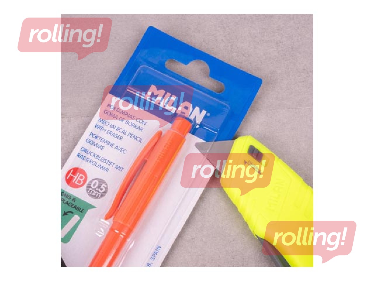 Nazis kancelejas Milan, Compact Acid, ar metāla asmeni, dzeltens