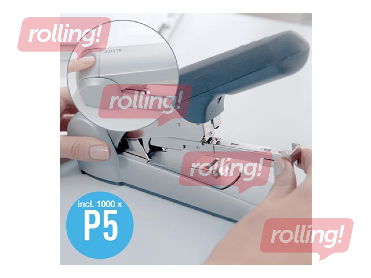 Klammerdaja Heavy Duty Leitz, 60 lehte, Flat Clinch, hall/must