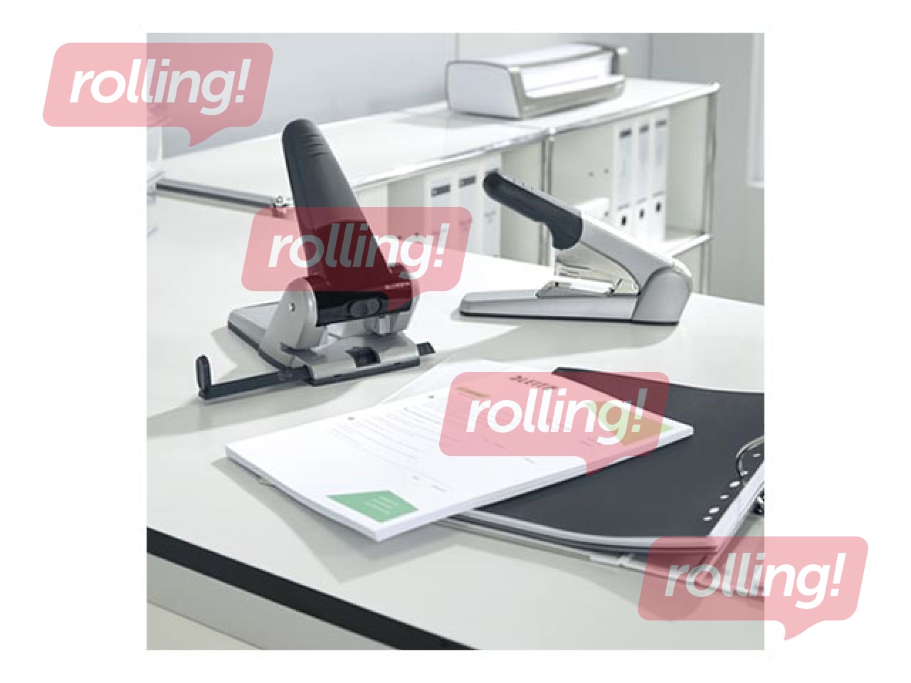 Stapler Heavy Duty Leitz, 60 sheets, Flat Clinch, grey/black