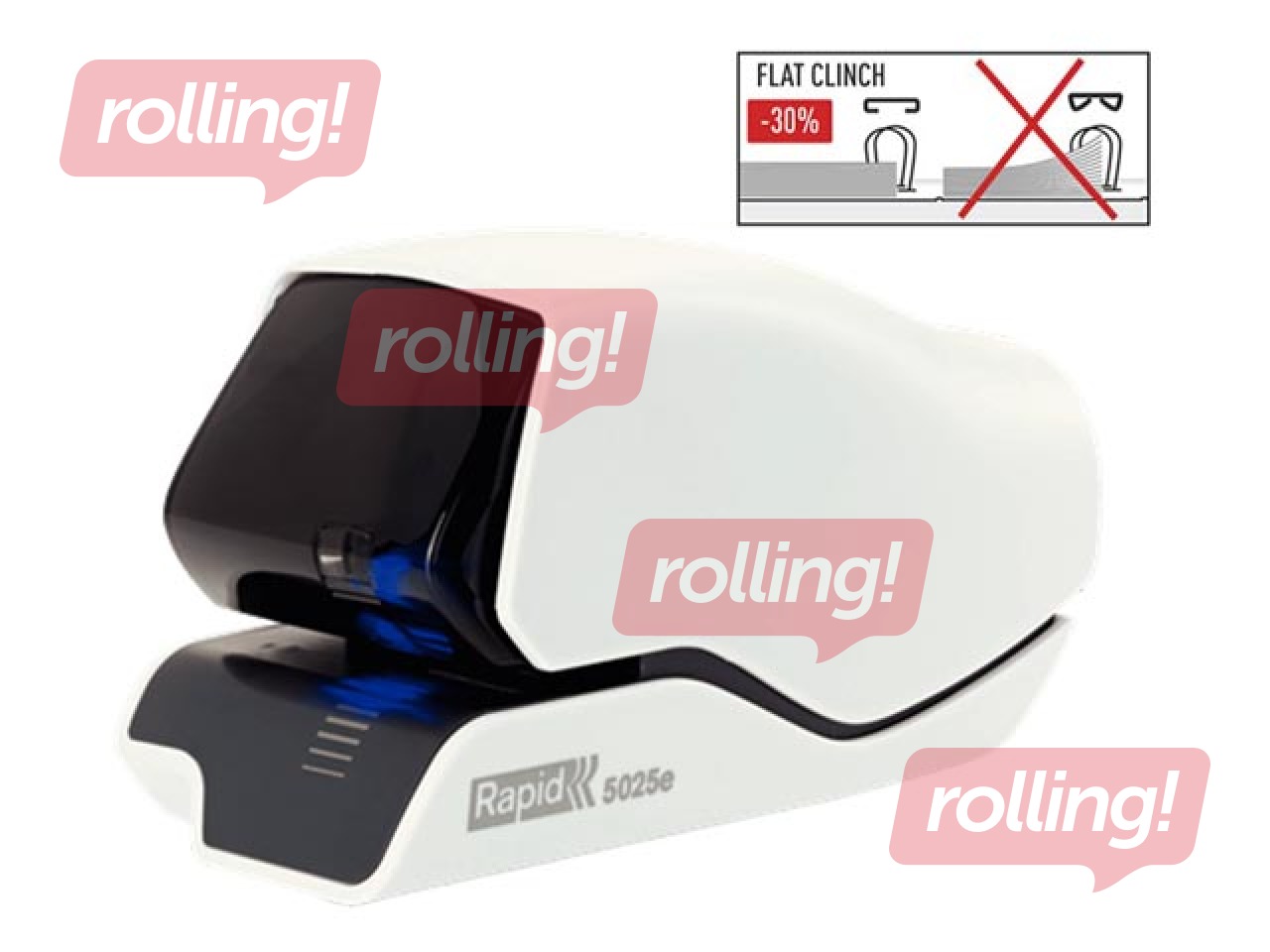 Электрический степлер Rapid 5025e, FlatClinch, до 25 листов, белый