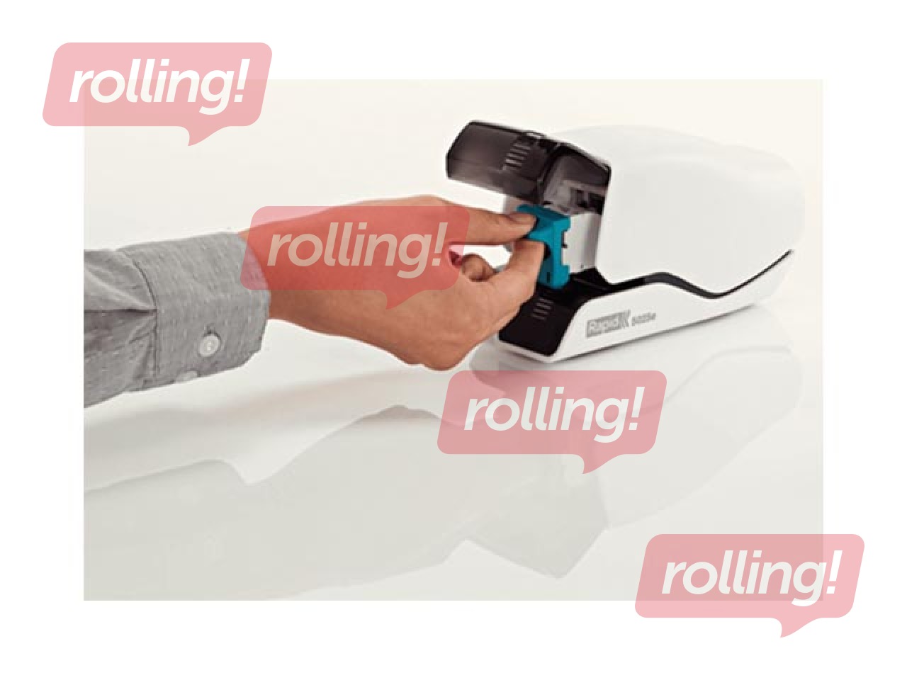 Skavotājs elektriskais Rapid 5025e, plakanais skavojums, 25 loksnēm, balts