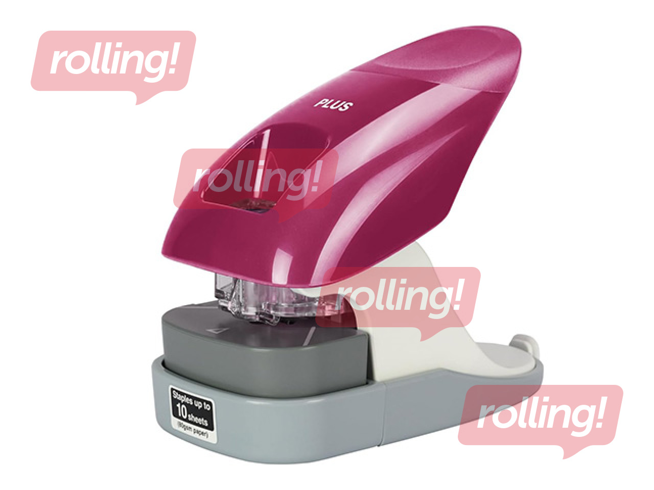 Staple-free stapler Plus, 10-12 sheets, burgundy