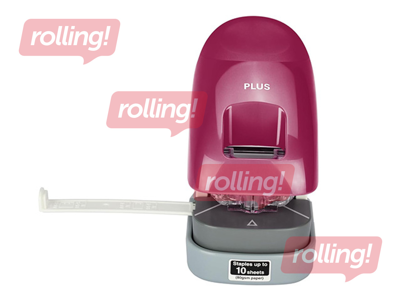 Staple-free stapler Plus, 10-12 sheets, burgundy