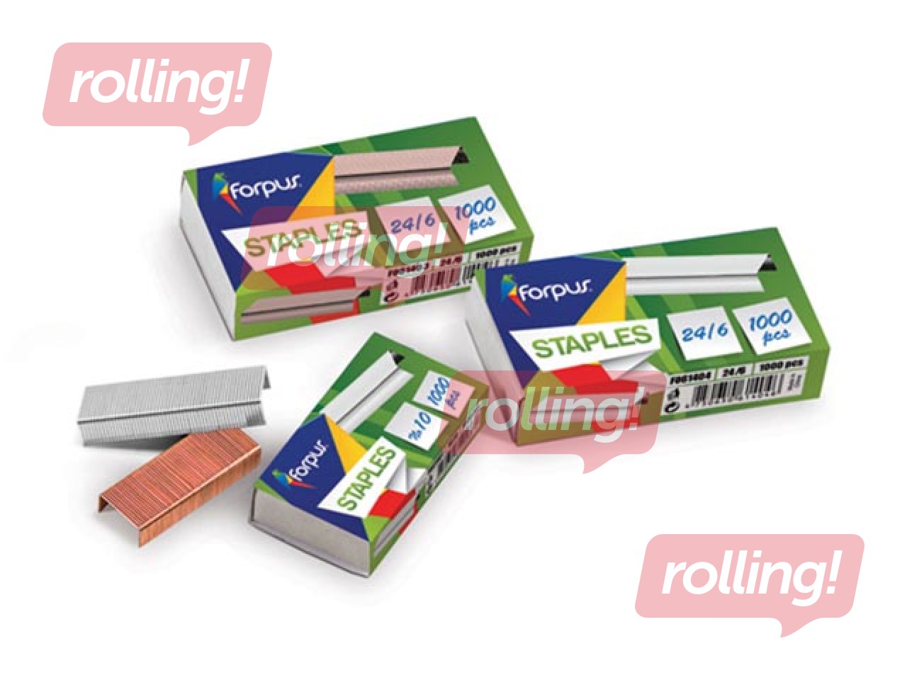 Скобы Forpus 24/6, 1000 шт., цвет медный