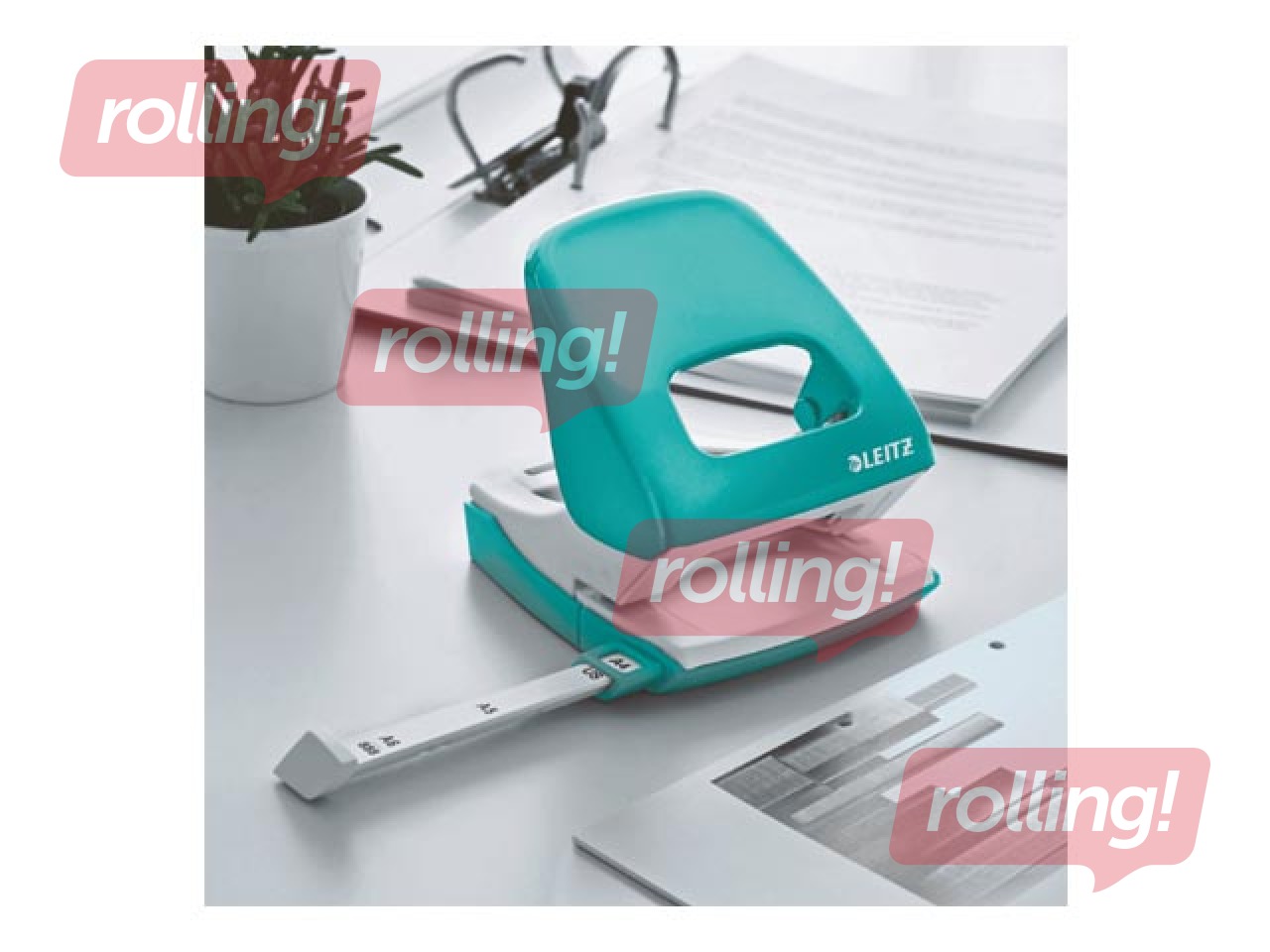 Офисный металлический дырокол Leitz 5008 Metal, 30л, бирюзовый