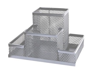 Galda piederumu trauks, 4 nodalījumi, tukšs, metāla, sudrabots