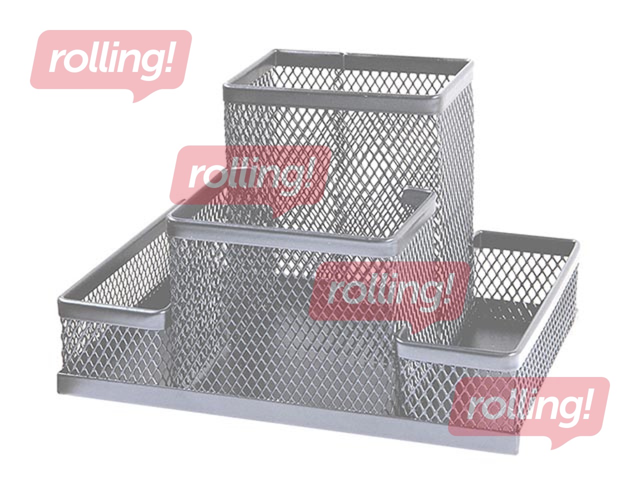 Galda piederumu trauks, 4 nodalījumi, tukšs, metāla, sudrabots