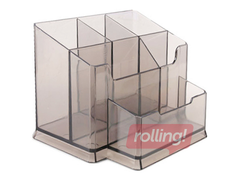 Desktop organiser Forpus, empty, plastic, transparent smoke
