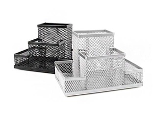 Desktop organiser Forpus,4 compartments, empty, metal, black