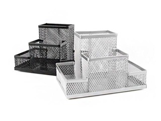 Настольный организатор Forpus, 4 отделения, метал, серебристый