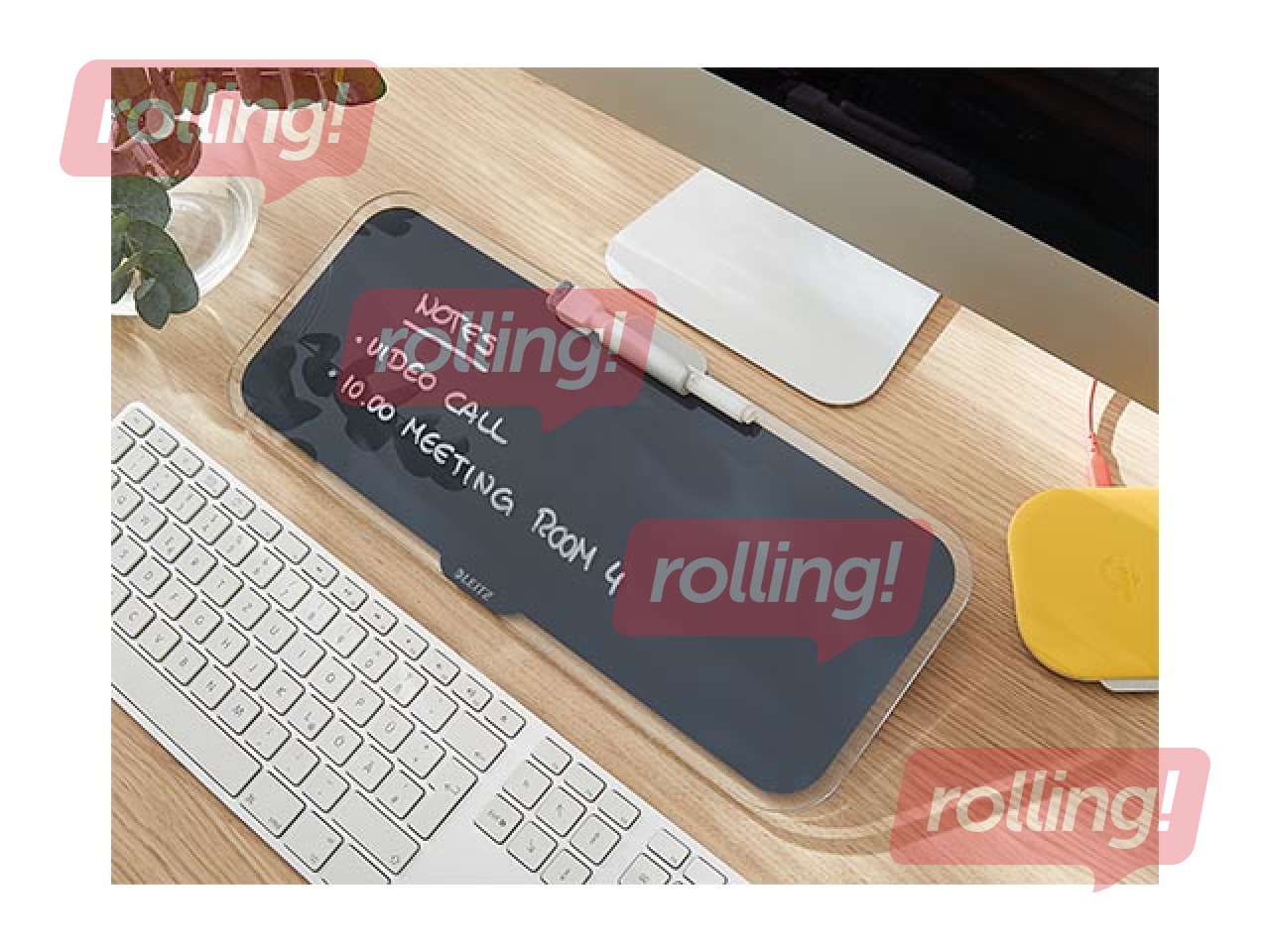 Galda tāfele Leitz Cosy, stikla, pelēka