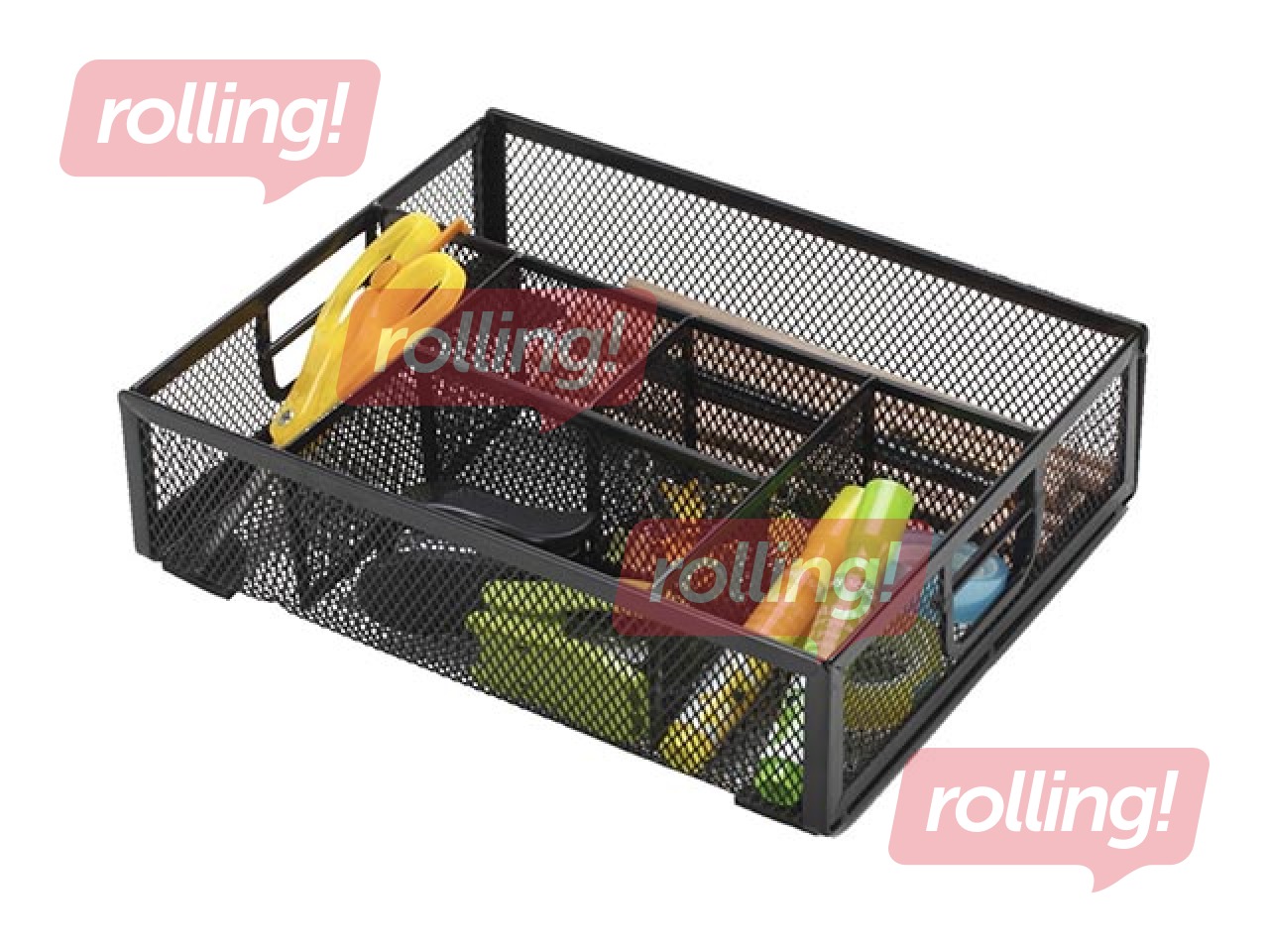 Galda organizators Q-Connect, 6 sadaļas, tukšs, metāla, melns