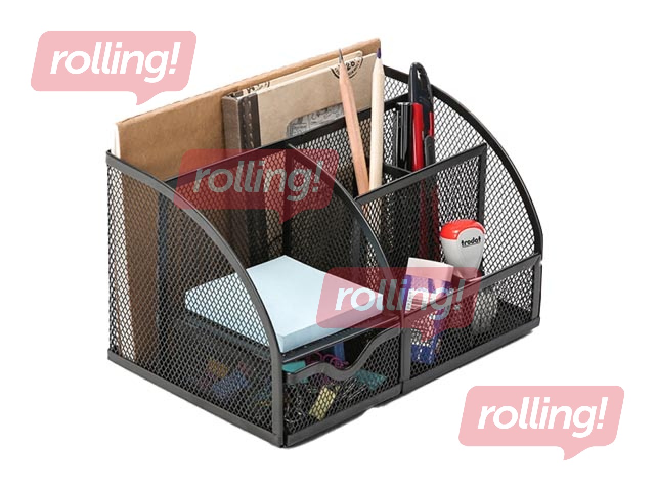 Настольный органайзер Q-Connect, пустой, металлический, черный