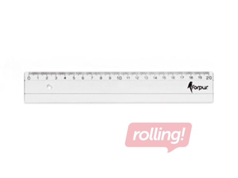 Lineāls Forpus, plastmasas, caurspīdīgs, 20cm
