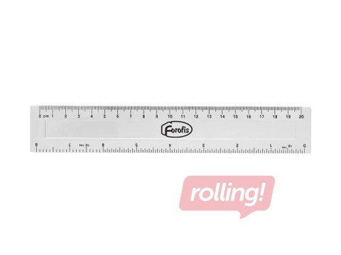 Lineāls Forofis, plastmasas, caurspīdīgs, 20cm