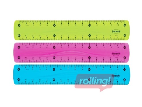 Lineāls Centrum Flex, plastmasas, dažādas krāsas, 15cm
