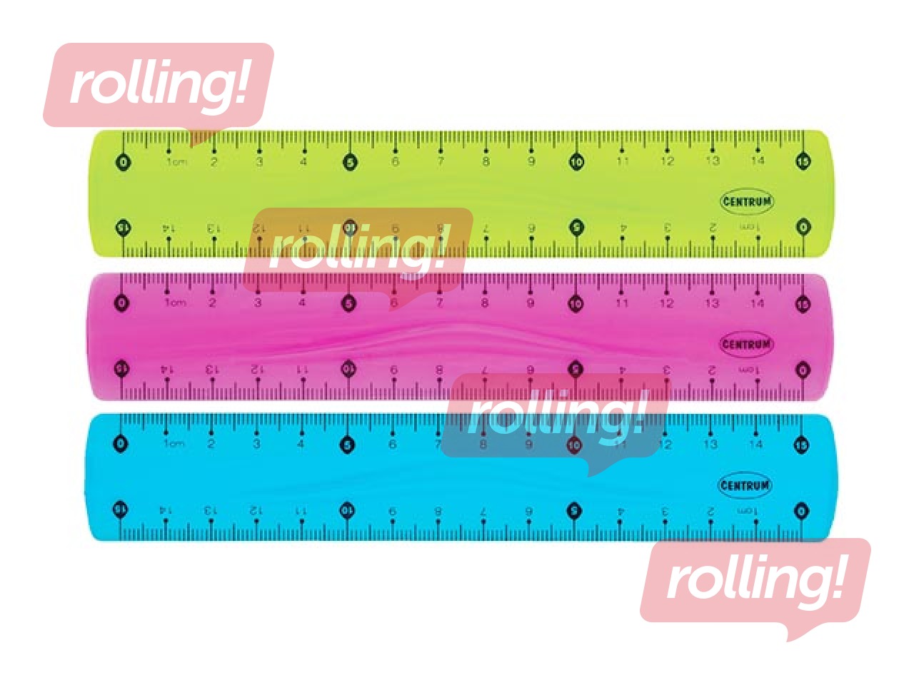 Lineāls Centrum Flex, plastmasas, dažādas krāsas, 15cm