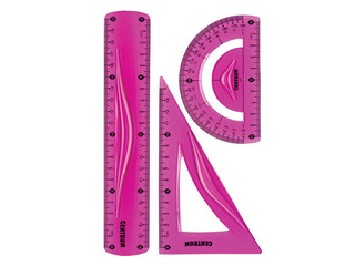 Set of rulers Centrum, 3 items, flexible, pink