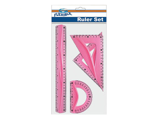 Set of rulers Centrum, 4 items, flexible, red