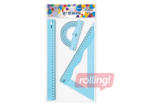 Lineālu komplekts Centrum, 3 priekšmeti, zils