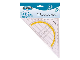Ruler, triangle + conveyor Centrum, transparent, 16cm, 180°