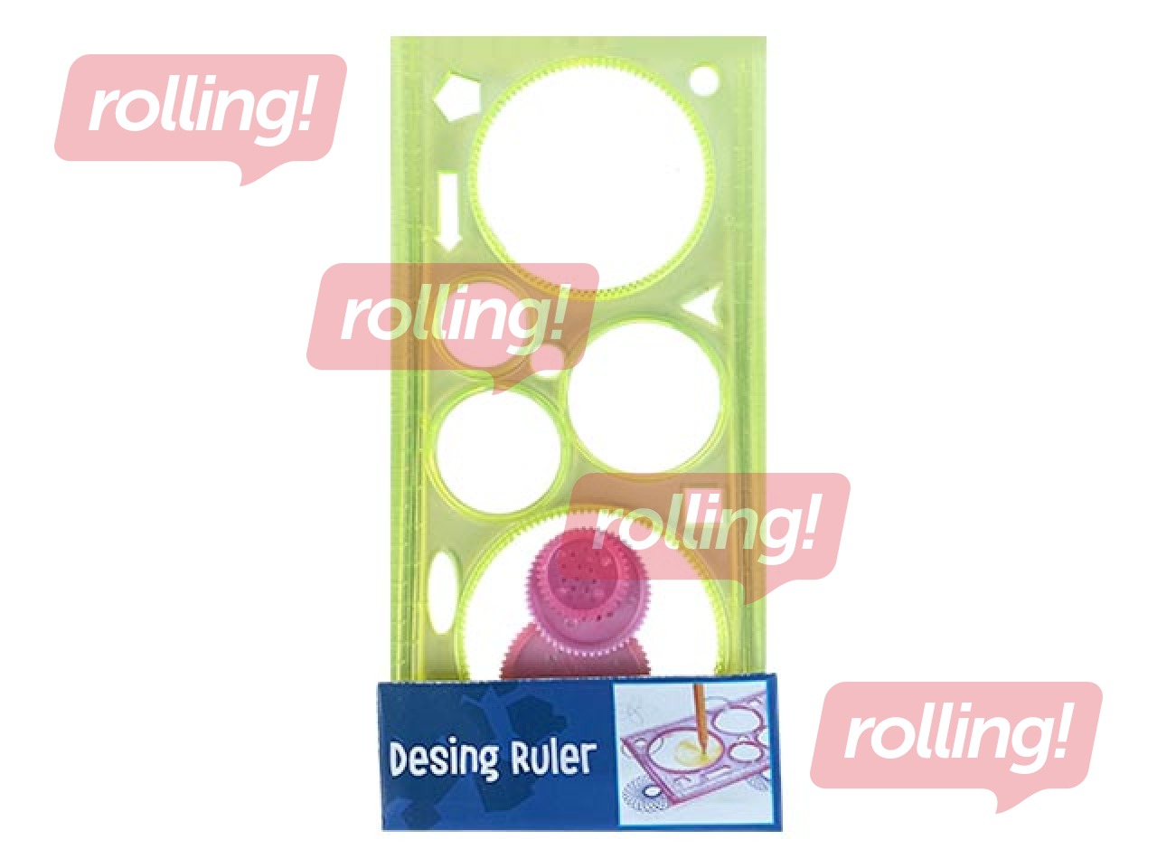 Ruler- stencil, figures, yellow, 100x200mm