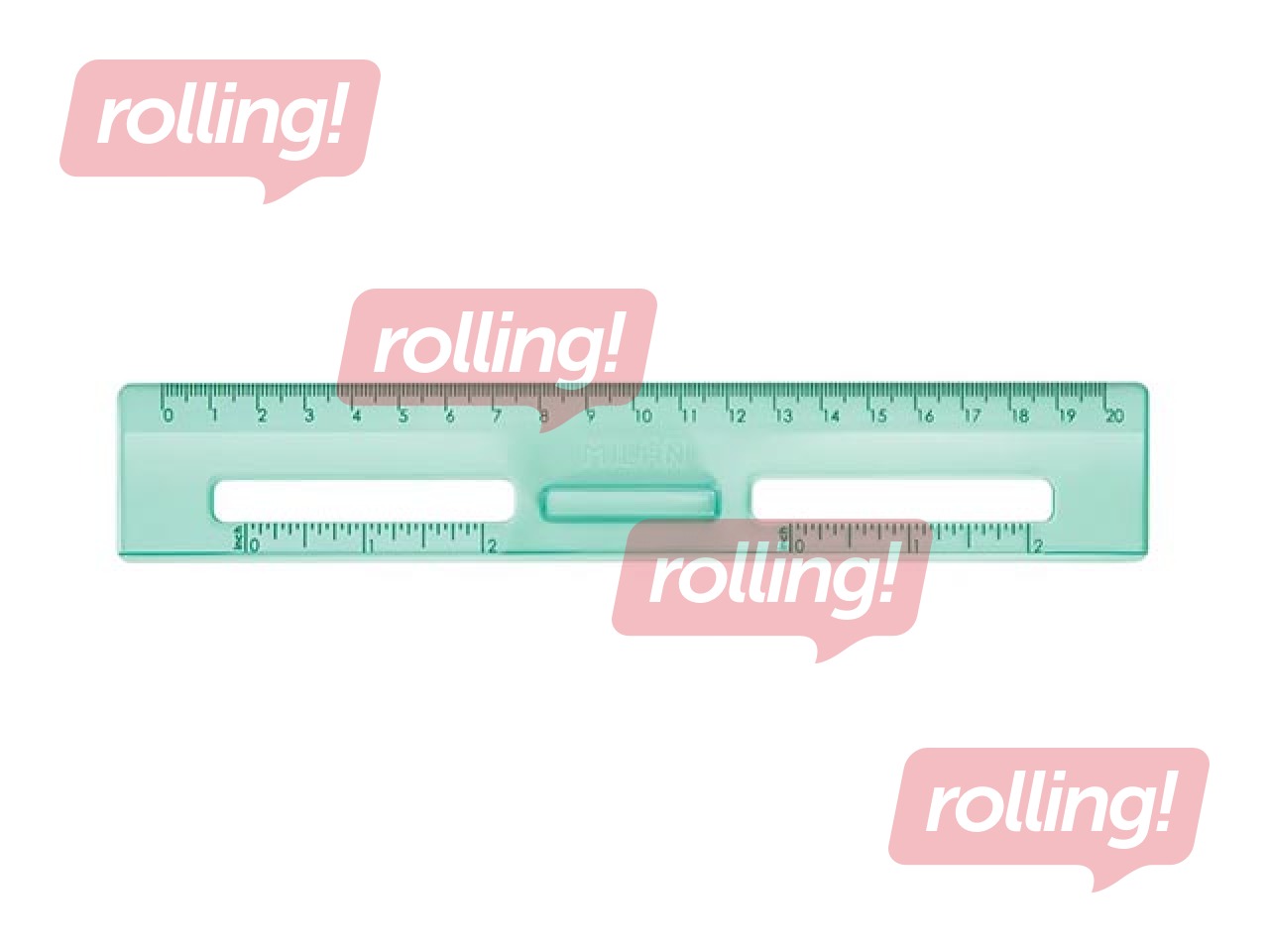 Lineāls Milan New Look, plastmasas, caurspīdīgs, zaļš, 20cm