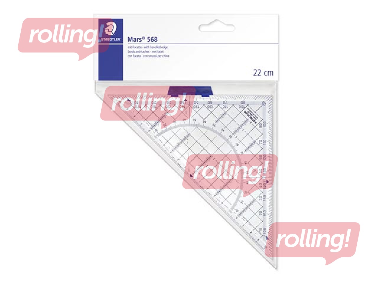 Lineāls - trīsstūris ar rokturi Staedtler Mars 568, 22cm