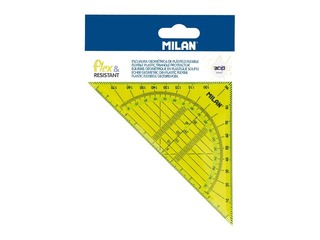 Треугольная линейка + транспортир Milan, желтый, 14см, 180°