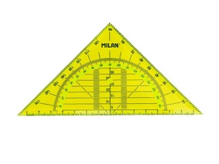 Triangle ruler + protractor Milan, yellow, 14cm, 180°